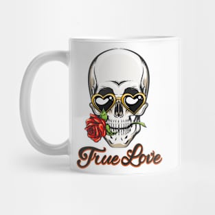 The Skull in Heart Shaped Glasses Mug